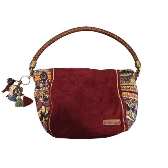 SAKROOTS ELSA HOBO BAG SATCHEL SMALL SHOULDER BAG WITH BRAIDED STRAPS. - Picture 1 of 11